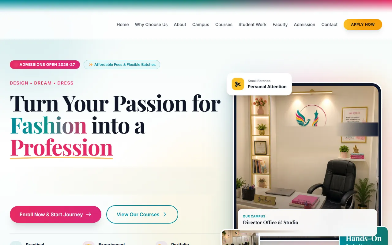 Admissions platform screen