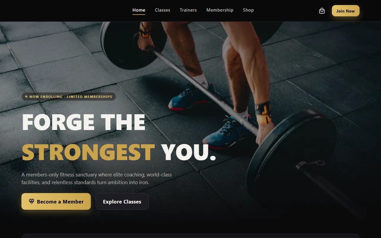 Membership & training app screen
