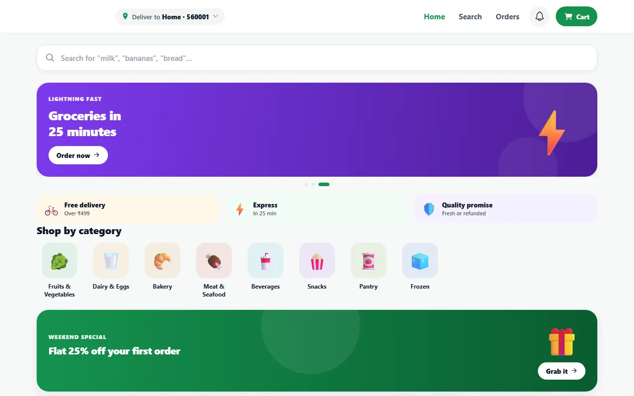 Delivery platform screen