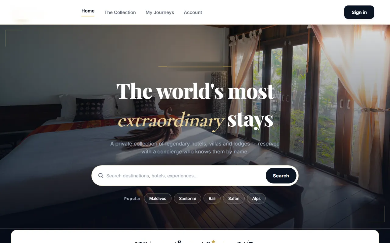 Premium booking experience screen